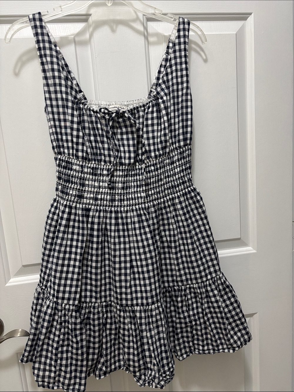 Abercrombie & Fitch Black & White Gingham Lined Cotton Mini Sundress Med